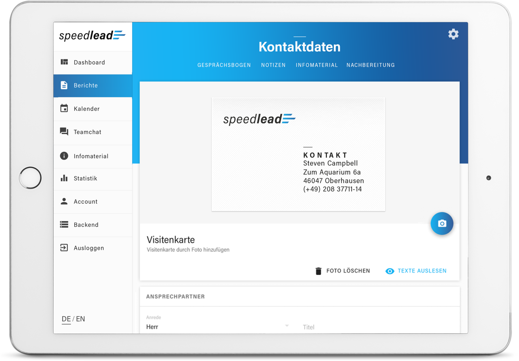 Visitenkartenscan